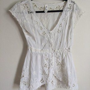 Vintage inspired eyelet and embroidered blouse